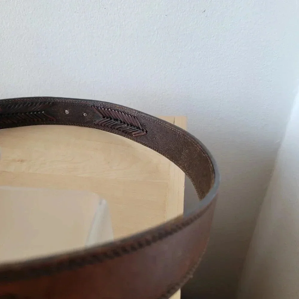 Western Style Braided Men’s Leather Belt – Made in Mexico